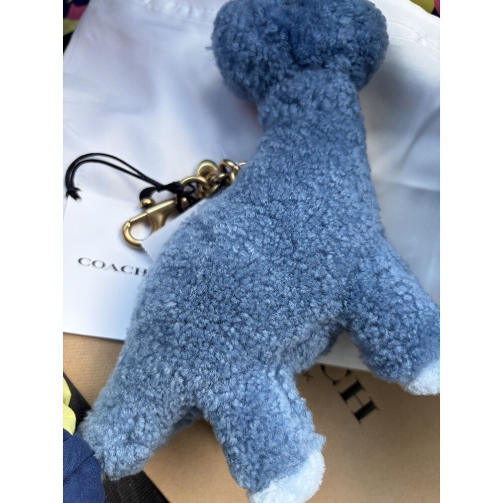 Coach Shearling Buddy Blue Dinosaur Bag Charm Rexy 10 Year Anniversary NWT - Picture 4 of 5
